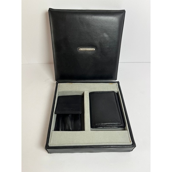 Geoffrey Beene Leather Manicure Set Wallet Card Holder Gift Boxed Travel - Picture 1 of 7